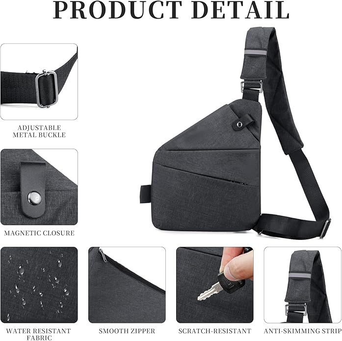 Anti Theft Crossbody Travel Bag for Women Men,Multi-pocket Crossbody Bag,Slim Sling Bag with Adjustable Strap