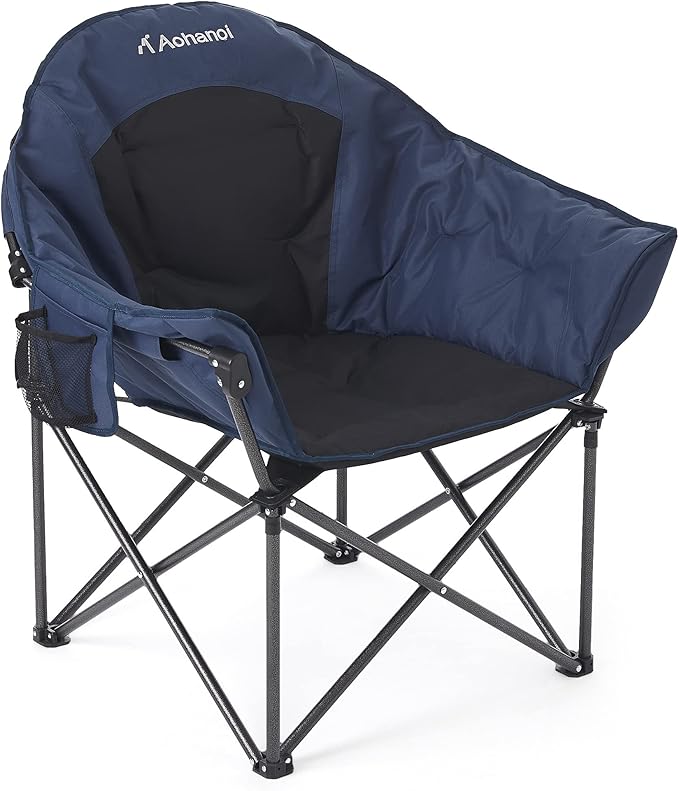 Oversized Camping Chairs, Camp Chairs, Camping Chairs for Heavy People, Padded Outdoor Folding Moon Chairs with Extra Wide Seats, Lawn Chairs Folding Supports up to 350lbs