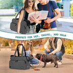 PetAmi Small Dog Purse Carrier, Soft-Sided Pet Carrier Bag with Pockets, Portable Puppy Cat Travel Handbag Tote, Airline Approved Breathable Mesh, Poop Bag Dispenser, Sherpa Bed, Max 18 lbs, Dark Gray