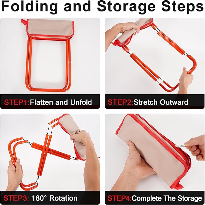 Portable Stool - Small Folding Stool Hold Up to 300 LBS, Fit for Camping, Fishing, Hiking, Gardening and Beach, Camping Seat with Carry Bag