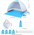 G4Free Large Pop up Beach Tent for 3-4 Person, UPF 50+ Automatic Sun Shelter Canopy Portable Outdoor Cabana Sun Umbrella