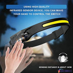 Headlamp, Rechargeable LED Headlamp with Motion Sensor, Up to 1200 lumens and 10 Hours Runtime, 10 Clips and 2 Cases, Waterproof Camping Gear for Hiking, Fishing, Cycling, Repairing