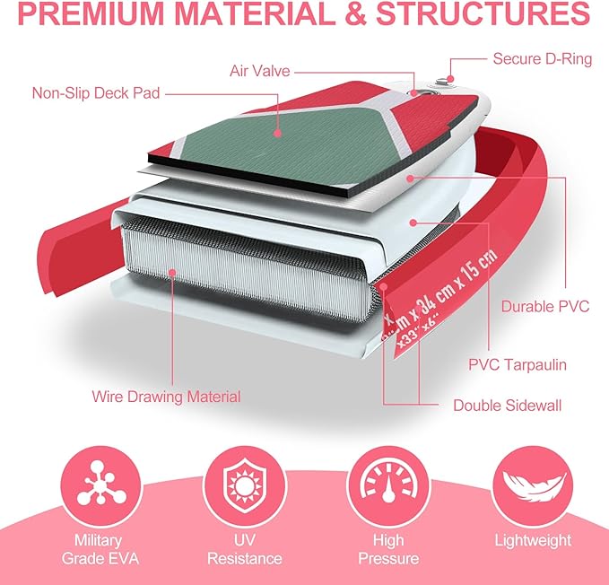 Paddle Board, Inflatable Stand Up SUP Paddle Boards for Adults & Youths of All Skill Levels, Wide & Non-Slip Deck Design Blow Up Paddleboards with Premium Accessories & Storage Bag