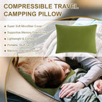 Ivellow Memory Foam Travel Pillow Compressible Camping Pillow for Sleeping Shredded Memory Foam Pillow Compact Firm Supportive Small Pillow for Adults Kids Outdoor Backpacking Hiking Essential Gear-S