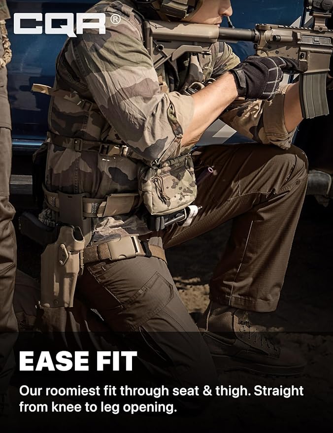 CQR Men's Tactical Pants, Water Resistant Ripstop Cargo Pants, Lightweight EDC Work Hiking Pants, Outdoor Apparel