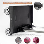Backpack Trolley Wheeled Cart, Foldable Aluminium Alloy Hand Truck with Edge Guard Base, 4 Spinner Wheels, Luggage Cart with Luggage Strap for Teenagers, Adults, School,Luggage Trolley for Travel