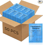 50 Pack Travel Laundry Detergent Bulk, Portable Single Use Liquid Laundry Soap, Verbena Scented, 10ml TSA Approved Travel Size for Traveler, Cruise, Hostel & Camping Essentials