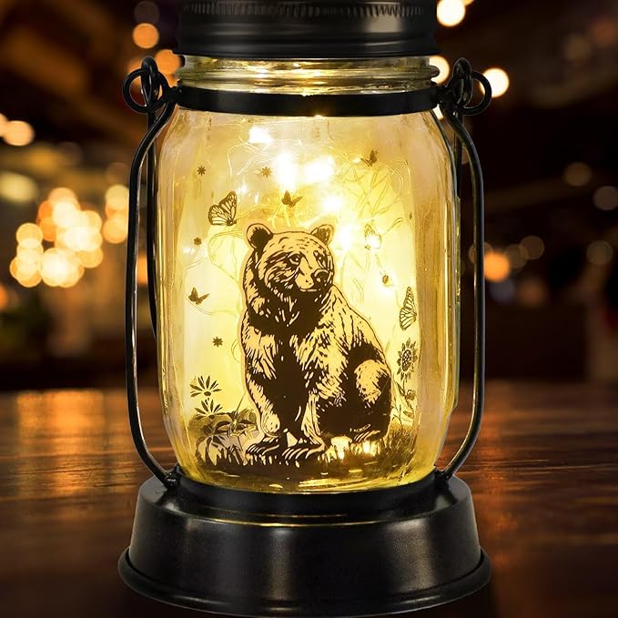 kyoryuger Bear Gifts for Women/Men Bear Lovers Solar Lantern Mom Birthday, Mothers Day, Solar Garden Decoration Outside for Yard, Patio,Backyard,Porch, Torches