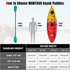 Kayak Paddles with Alloy Shaft and PP Blade, Floating Kayaking Oars, Adjustable 230-250 cm/90-98 Inches, 210-230 cm/82-90 Inches