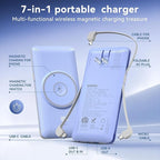 Magnetic 10000mAh Portable Charger for iWatch & iPhone, 22.5W USB C Fast Charging Wireless Power Bank Built-in Cables and Wall Plug, External Travel Battery Pack Compatible with iOS Android Devices