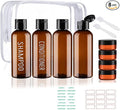 Travel Bottles for Toiletries 8 Pack 3.4oz TSA Approved Leak Proof Travel Size Containers Plastic 0.35oz Small Cream Jars Squeeze Empty Toiletry Bottles for Shampoo Conditioner Body Wash(Brown)