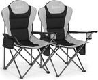Camping Chairs 2 Pack, Camp Chair for Adults, Folding Chairs for Outside, Support 380 LBS, Portable Travel Lawn Outdoor Camping Chairs with Cup Holder & Cooler Bag, Sports Chairs for Baseball