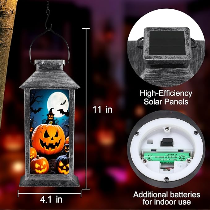 Halloween Decorations Outdoor,Halloween Hanging Decorations,Solar Lantern,Decor for Home Outside Porch Garden Yard Lawn Party Decorations（Witch Pumpkin）