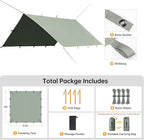 FREE SOLDIER Camping Tarp Waterproof Portable Multifunctional Outdoor Traveling Awning Backpacking Shelter Rain Tarp (Bean Green 10×10.5ft)