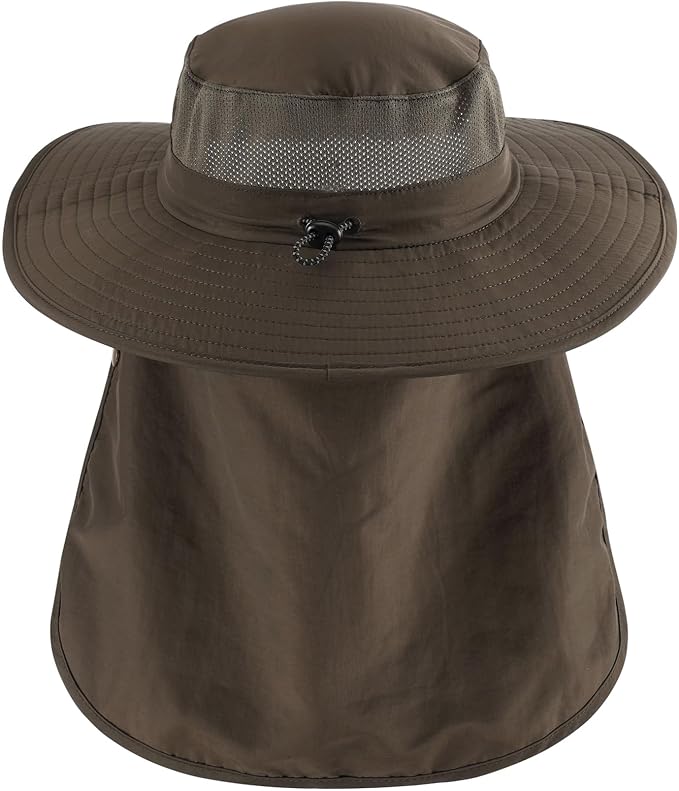 Home Prefer UPF 50+ Sun Hats for Men Women Wide Brim Fishing Hat with Neck Flap Summer Safari UV Protection Bucket Hat