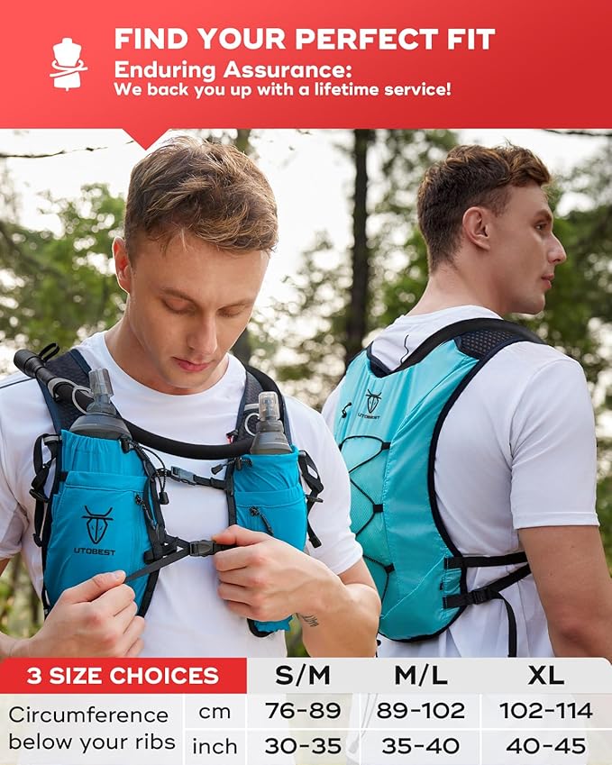 UTOBEST Upgrade Running Hydration Vest 10L, Running Backpack for Women Men Multi-Functional Storage, Adjustable Water Vest for Trail Marathon Race Jogging Cycling