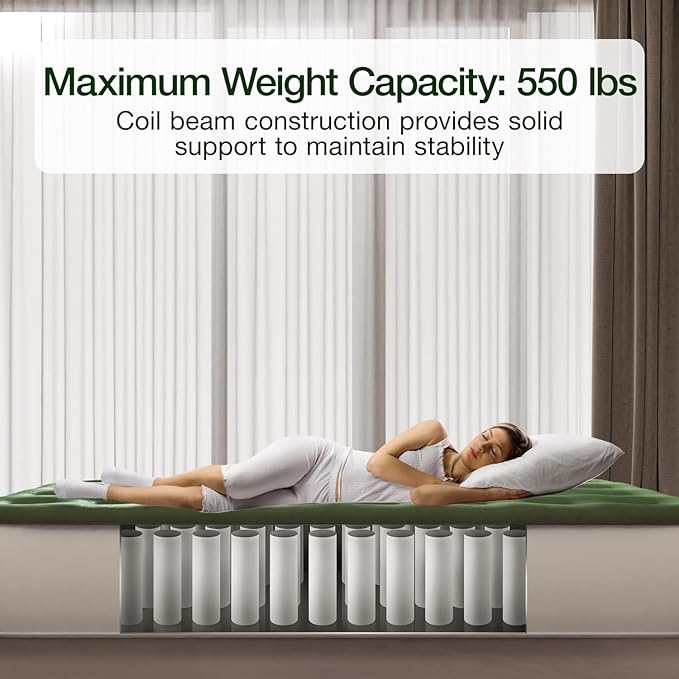 Air Mattress with Built in Pump - Upgraded Twin Blow Up Mattress, 2 Mins Quick Self Inflatable, 13"/550lbs Max, Strong Support, No Lost Air, for Camping,Home,Guests,Portable Travel