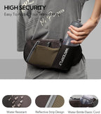 WATERFLY Fanny Pack Waist Bag: Hiking Water Bottle Holder with Strap Waist Pack for Women Men Hydration Hip Packs for Running Walking Traveling-Coffee Brown