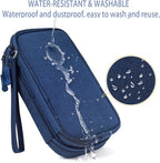 CAAORDKSO Electronic Organizer Travel Cable Accessories Bag, Double Layer Tech Pouch Accessories Carry Case, Travel Essentials for Cable, Cord, Charger, Phone, Power Bank, Earphone (Navy Blue, Large)