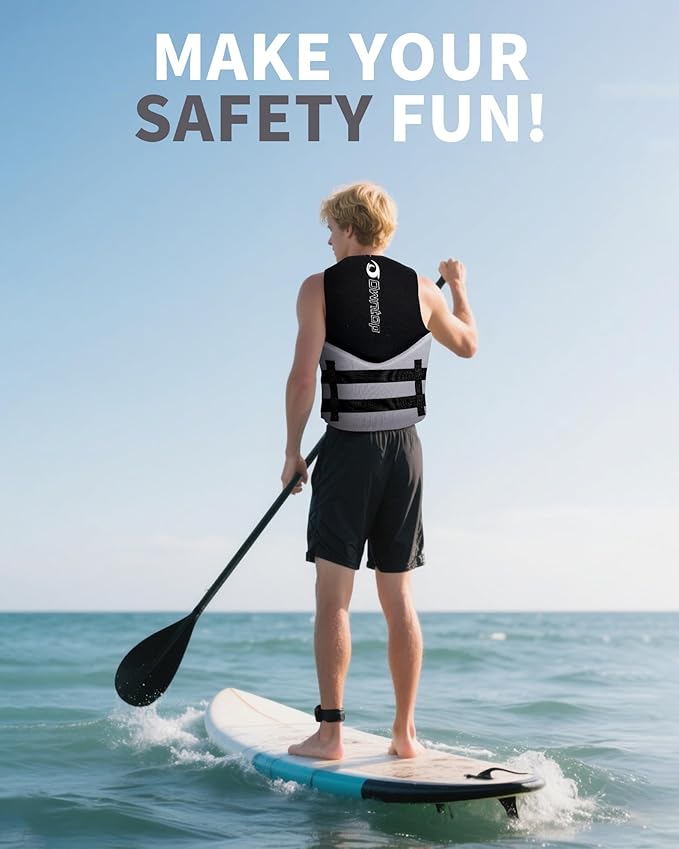 Owntop Swim Vest Adult Water Sport Vest Neoprene Floaties for Swimming, Boating, Kayaking, Fishing | Adjustable Zipper Dual Buckle Foldable Buoyancy Jacket