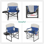 SUNNYFEEL Heated Camping Directors Chair, Heavy Duty,Oversized Outdoor Portable Heating Folding Chair with Side Table, Pocket for Beach, Fishing,Trip,Picnic,Lawn,Concert Foldable Camp Chairs