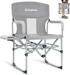 KingCamp XXL Oversized Directors Chair with Side Table, Heavy Duty Camping Chairs 600lbs with Cooler Bag, Portable Folding Camp Chair with Wide Seat for Camping Hiking Fishing Lawn Outdoor and Sports