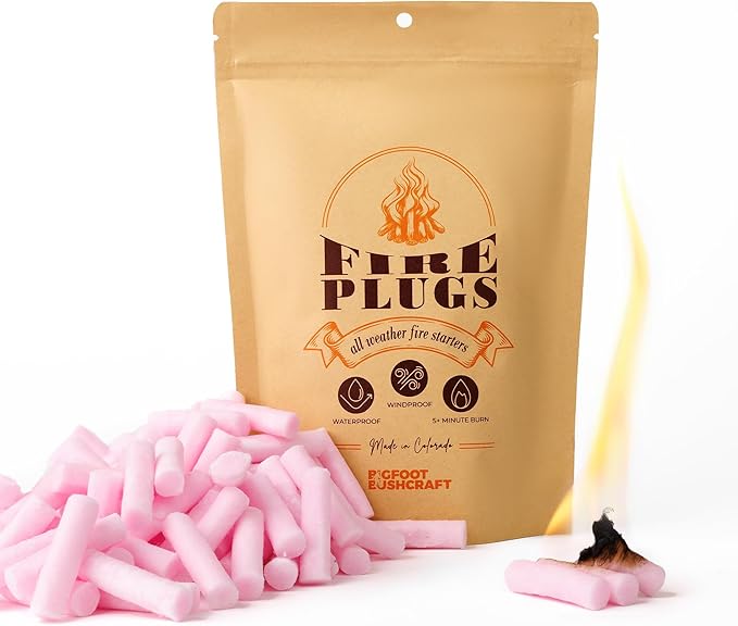 Non-Toxic Waterproof Fire Starters with 5+ Minute Burn for Emergencies, Survival, Campfires, Fire Pits, Grills - Made in The USA - 80 Pack