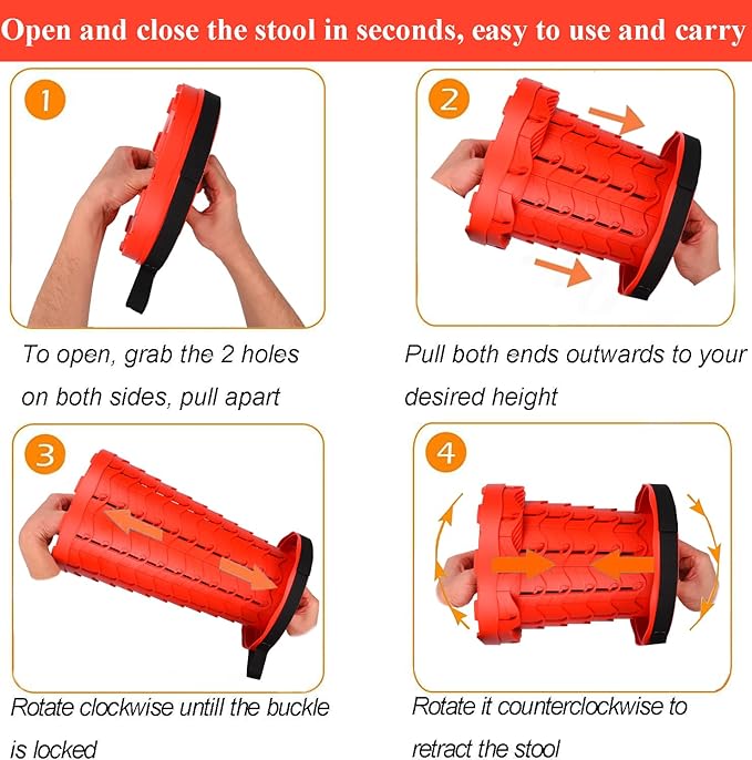 Fishboy Upgraded Collapsible Stool, 400lbs Max Weight, Lightweight But Sturdy, Portable Retractable Folding Telescoping Foldable Camping Stool for Adults Outdoor Fishing Hiking Gardening Travel BBQ