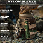 Iron Infidel Battle Bottle - Half Gallon Water Bottle Insulated, 64 oz Stainless Steel Water Jug with Handle- Gym Water Bottle for Men with Rugged Sleeve for Storage (Woodland 2 Liter)