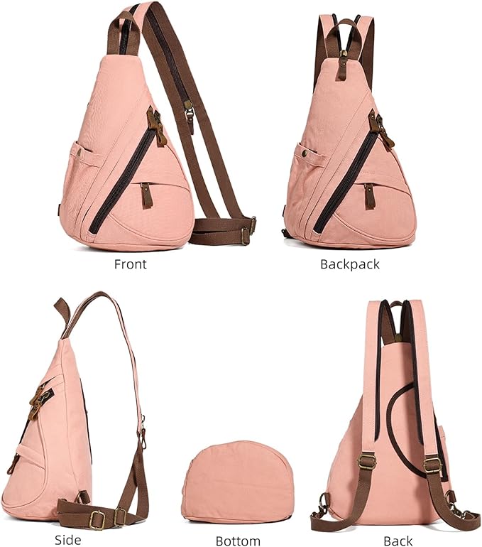 KL928 Canvas Sling Bag - Small Crossbody Backpack Shoulder Casual Daypack Rucksack for Men Women(Large Version)