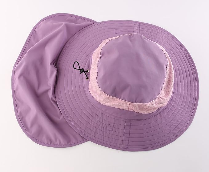 Home Prefer Outdoor UPF50+ Mesh Sun Hat Wide Brim Fishing Hat with Neck Flap Sun Hat for Men Women