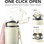 Enerbone 32 oz Insulated Water Bottle, Stainless Steel Bottle with Carrying Strap, Double-Wall Vacuum Insulation Design, Leakproof Sports Bottle with Straw, Keep Drinks Cold or Hot for Hours