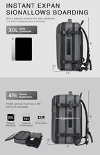 Vacuum Seal Travel Backpack 45L with Pump - Expandable Air Compression System, Water-Resistant Business TSA Lock, Laptop Backpack, Carry-On Suitcase Luggage, Gifts for Men