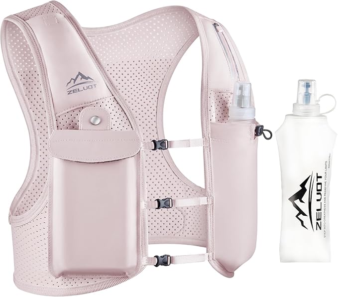 Running Vest for Women Men, USA Original Patent, Adjustable Chest Straps Running Hydration Vest with 500ml Soft Flask, Lightweight Reflective Hydration Backpack for Marathon