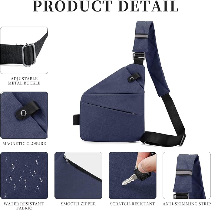 Anti Theft Crossbody Travel Bag for Women Men,Multi-pocket Crossbody Bag,Slim Sling Bag with Adjustable Strap