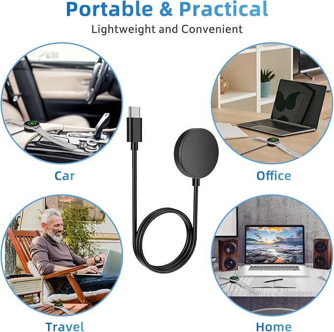 USB C Galaxy Watch 7 Charger Compatible with Samsung Galaxy Watch 7/6 Classic/6/5 Pro/5/4/4 Classic/3/Active 2/Active, Portable Wireless Charging Dock 3.3FT…