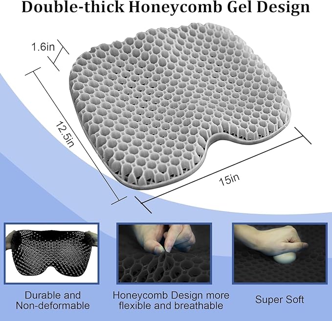 NEW-Vi Anti-Slip Kayak Seat Cushion - Waterproof Thicken Gel Boat Kayak Canoe Rowing Stadium Pad for Sit in Kayak Chair Kayak Accessories Equipment Gear for Fishing Kayak