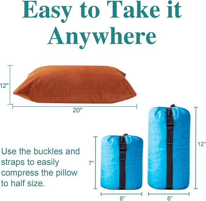 Small Gel Memory Foam Camping Pillow Travel - Contoured Support -Compressible Pillow Ideal for Backpacking, Camping, Travel, Car, Airplane,Office Nap