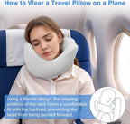 Travel Neck Pillow - Pain Relief & Comfortable Sleep on Cars, Trains & Planes - Memory Foam Advanced Neck Support for Long Flights, Eye Mask, Earplugs & Storage Bag