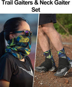 Trail Gaiters, Waterproof Low Shoe Protectors, Adjustable Boots Gators for Hiking & Running - Prevents Debris in Shoes