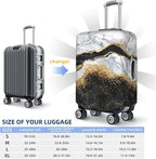 Travel Luggage Cover Suitcase Protector, White Black Gold Marble Abstract Washable Elastic Suitcase Baggage Cover Double-sided with Zipper Closure for Wheeled Suitcase Fits 29-32 Inch Luggage