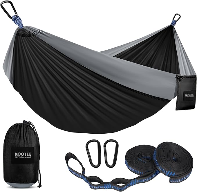 Kootek Camping Hammock, Portable Hammocks with Tree Straps & Attached Carry Bag, Camping Essentials Gear, Perfect for Outside Indoor Hiking Beach Backpack Travel
