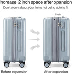 Hanke Expandable Hard Shell Luggage Sets 2 piece Carry On Luggage with Wheels Suitcases Lightweight Checked Travel Luggage Rolling Large Suitcase Travel Luggage Bag Woman Men 20/29 Inch(Gray)