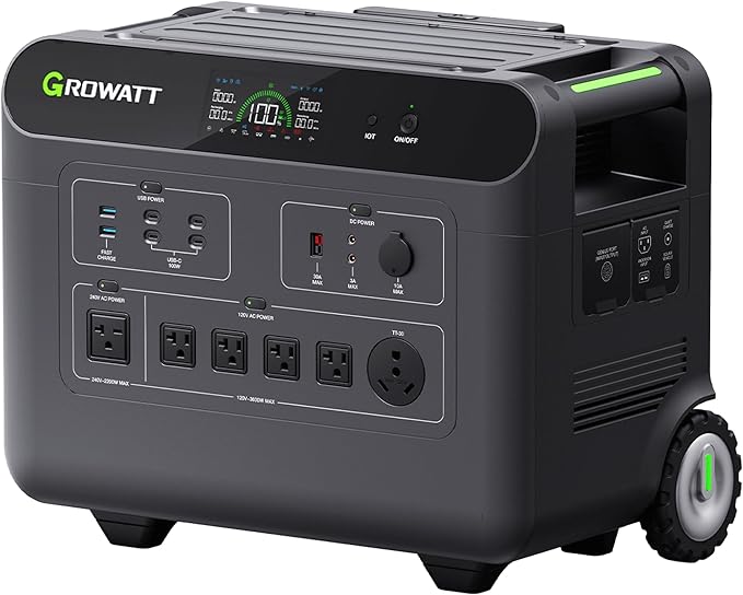 GROWATT Portable Power Station,HELIOS 3600W Electric Solar Generator,3686Wh LiFePO4 Battery,for Home Use,Emergency generator,Outdoor Camping,RVs, Power Outages(Solar Panel Optional)