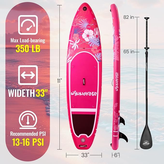 Inflatable Paddle Boards for Adults and Youth, 11'x33 Wood Grain Stand Up Paddle Board with SUP Accessories, Portable Inflatable Paddleboard for All Skill Levels,Blow Up Paddle Board as Present