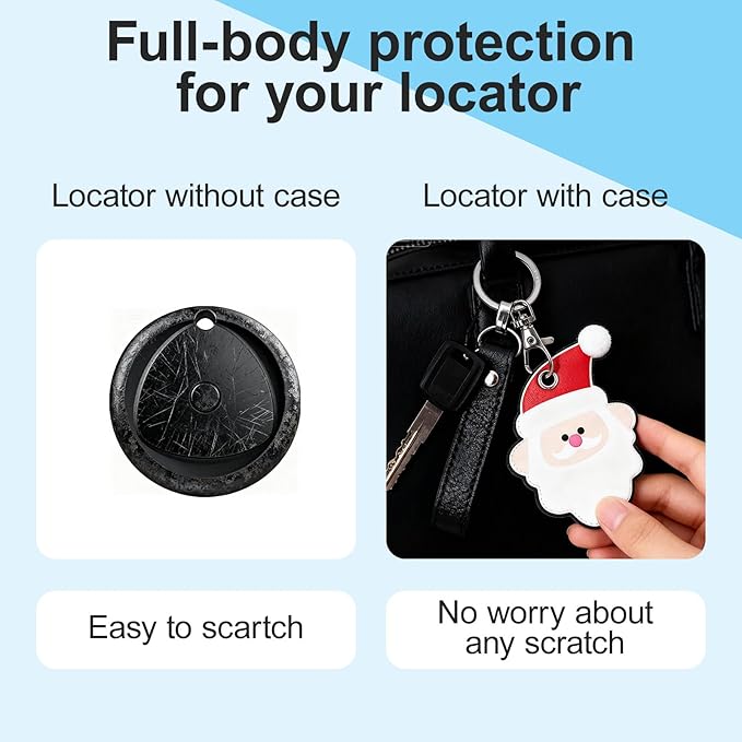 Tracker Tag-1 Pack with Leather Keychain Holder Case (Christmas Tree), Bluetooth Tracker Work with Apple Find My (iOS Only), Smart Tag, Item Finder for Luggage/Key/Suitcase, Replaceable Battery