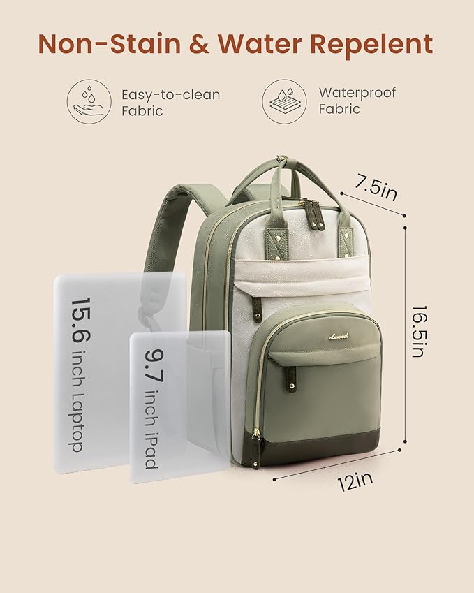 LOVEVOOK Laptop Backpack Women with Giant Tumbler Holder,15.6 inch Work Travel Backpack Computer Laptop Bag,Cute College Nurse Teacher Backpack Purse,Gifts for Women & Men,Pink-Off-white-Light pink