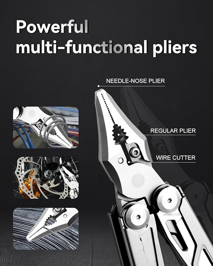 MINI Multitool Pliers,14-In-1 Survival Gear For Outdoor, Home,And Auto Repair,Birthday Christmas Gifts For Men Boyfriend Dad Husband(Grey)