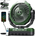 FRIZCOL 3-in-1 Camping Fan - Portable Fans Rechargeable - 36000mAh Battery Powered Fan with Light & Remote for Indoor, Outdoor, Tent, Travel, Fishing, Jobsite, Gifts for Men Dad Him - Green