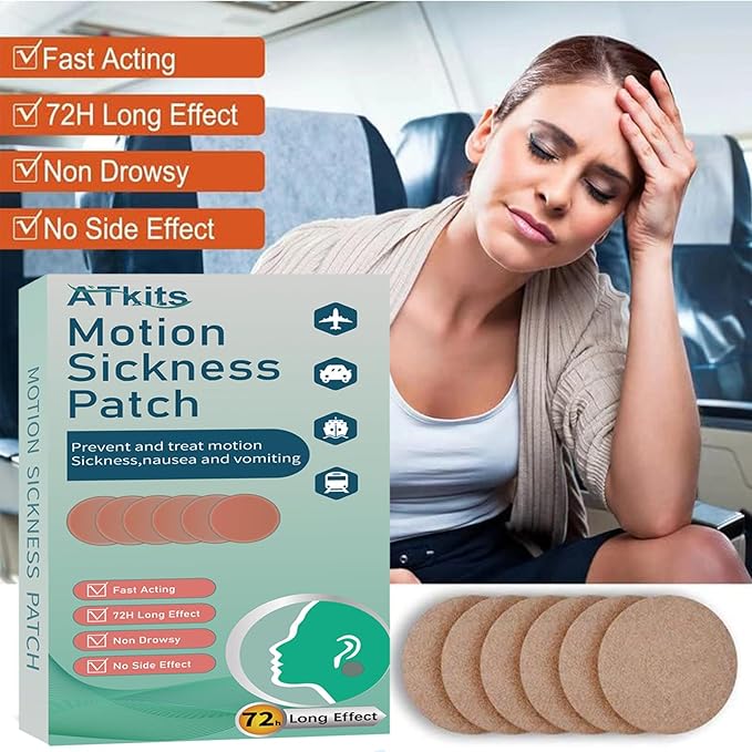 40PCS Motion Sickness Patches, Anti Nausea Sea Sickness Patch for Cruise, No Side Effects for Car and Boat Rides, Ships, Cruise and Airplane & Other Forms of Transport - for Adults and Kids (40PCS)